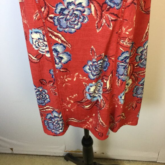 Knox Rose Blouse Tank Top Sz M Womans Red Blue Floral V-neck Sleeveless Stretch - Picture 5 of 10
